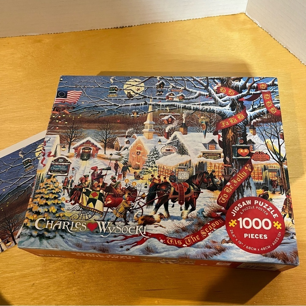 Charles Wysocki 1,000 Piece Puzzle Buffalo Poster Included SMALL TOWN CHRISTMAS - Picture 2 of 2
